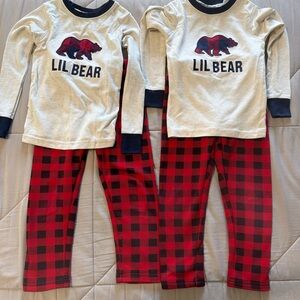 Lil Bear Kids Pajamas Set - Red and Cream